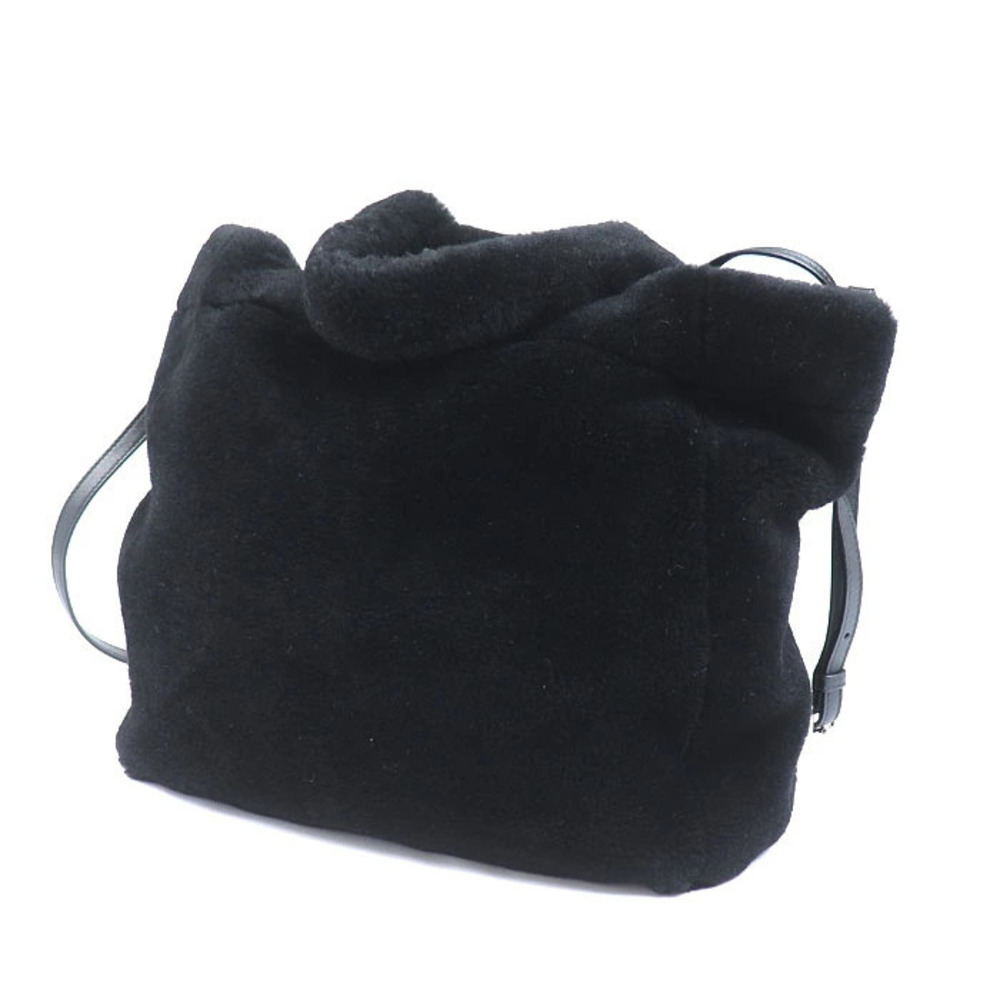 Prada Shearling Tote White Fur Bag Logo Black